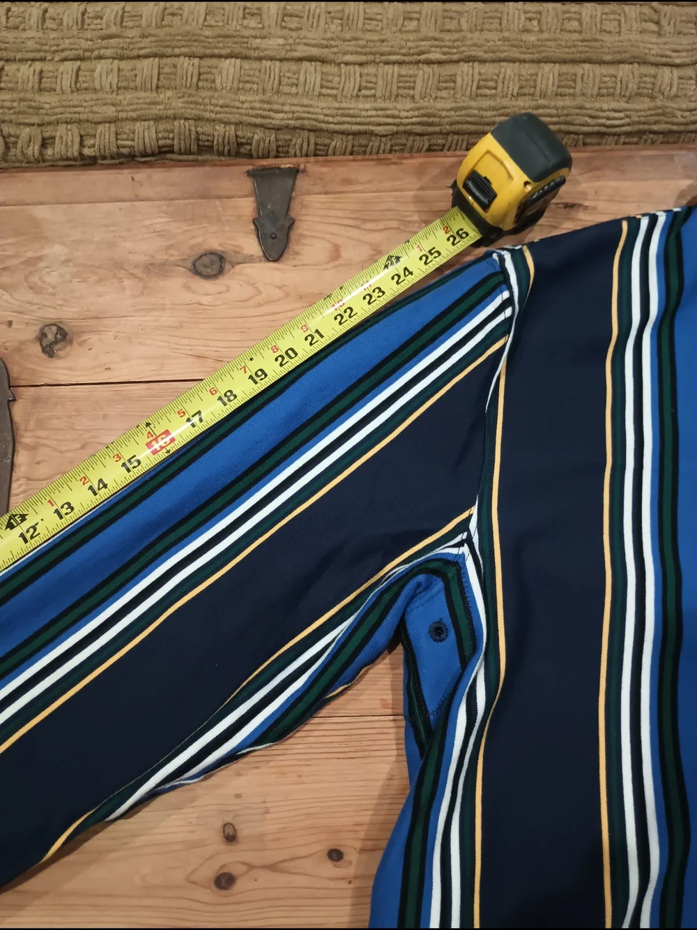 J.Crew Vintage 90s Stripe Rugby Polo w/denim collar L Preppy Retro Streetwear
